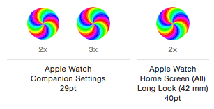 Apple Watch App Icons installed in image asset catalog