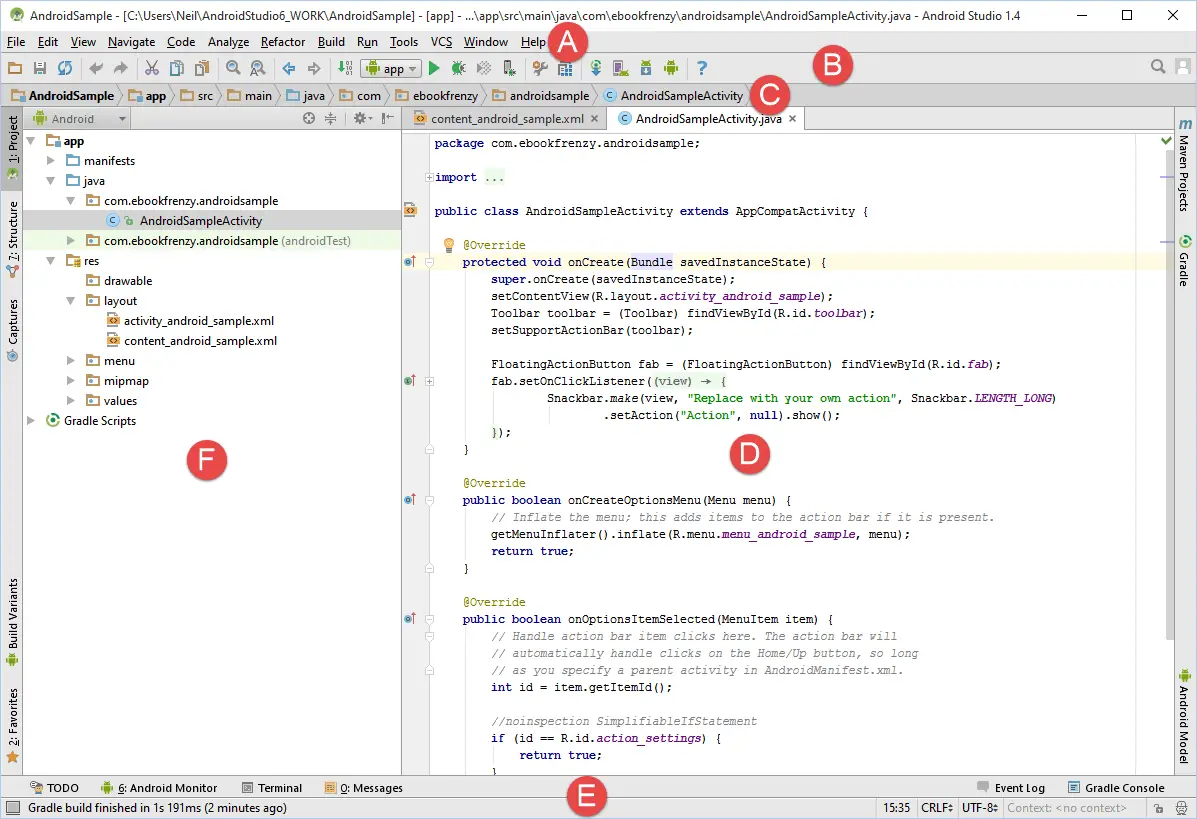 Android studio main screen with markers 6.0.png