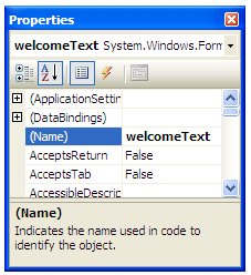 The Visual Studio Properties Panel