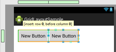 Inserting a GridLayout column in Android Studio Designer