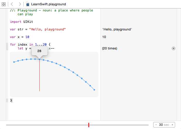Xcode 6.3 playground timeline slider