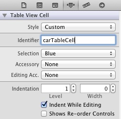 Specifying a prototype table cell identifier
