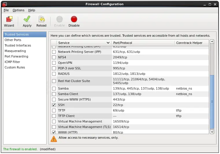 Configuring a CentOS 6 Firewall for SSH access