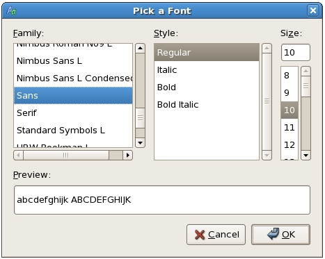 the RHEL font preview tool