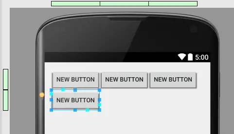 A second row added to a GridLayout in Android Studio