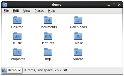 CentOS 6 File Manager icons at 66% zoom
