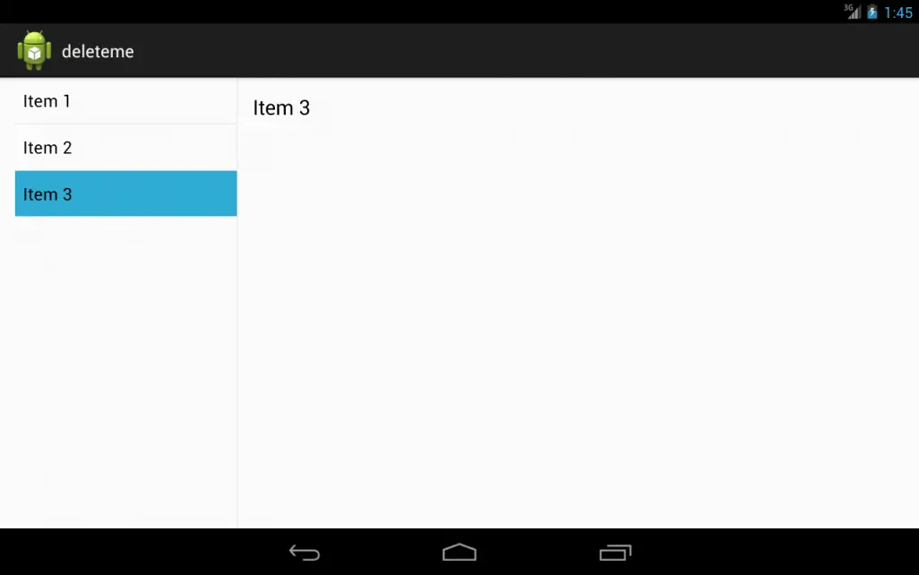 Master/Detail flow on a large Android screen