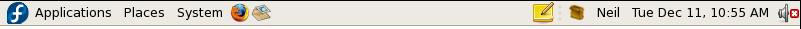 Fedora GNOME Desktop Top Panel
