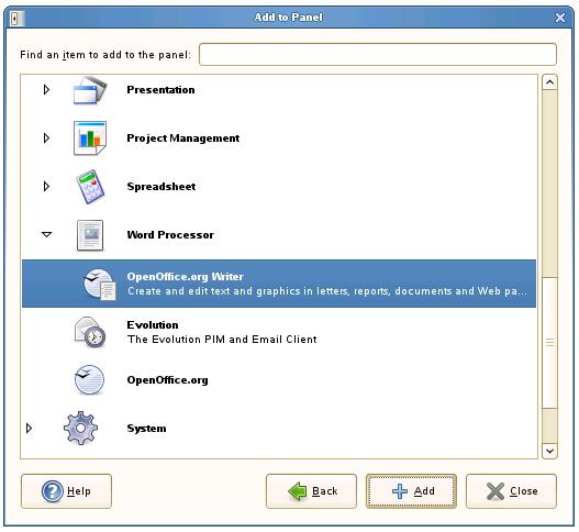 Adding an application to a openSUSE desktop panel