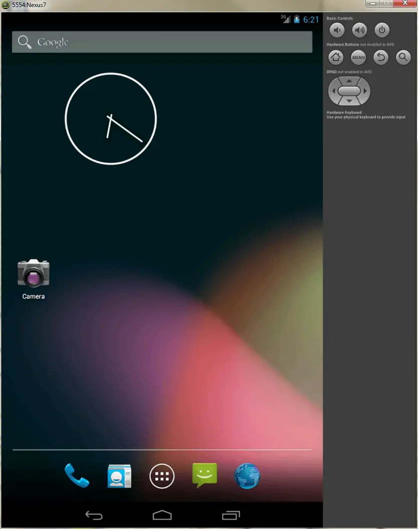 A Nexus 7 Android AVD emulator instance