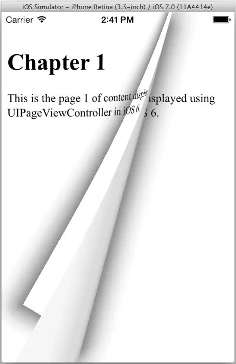 An iOS 7 example UIPageViewController app running