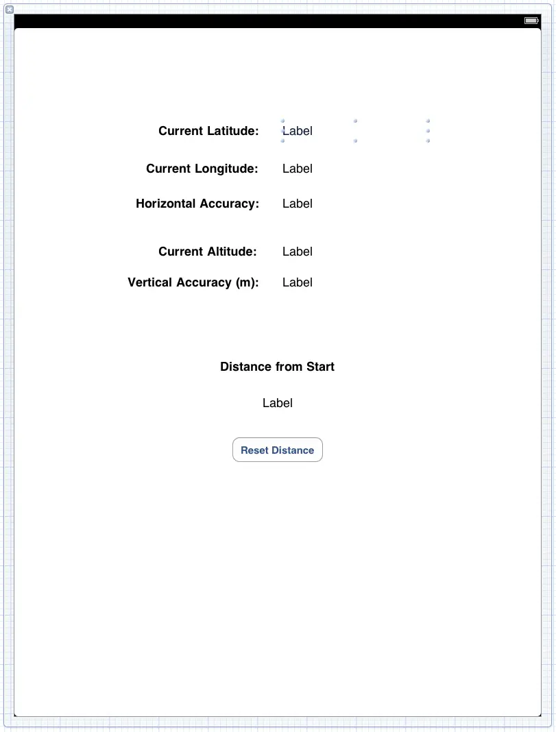 The layout of the iPad location example application