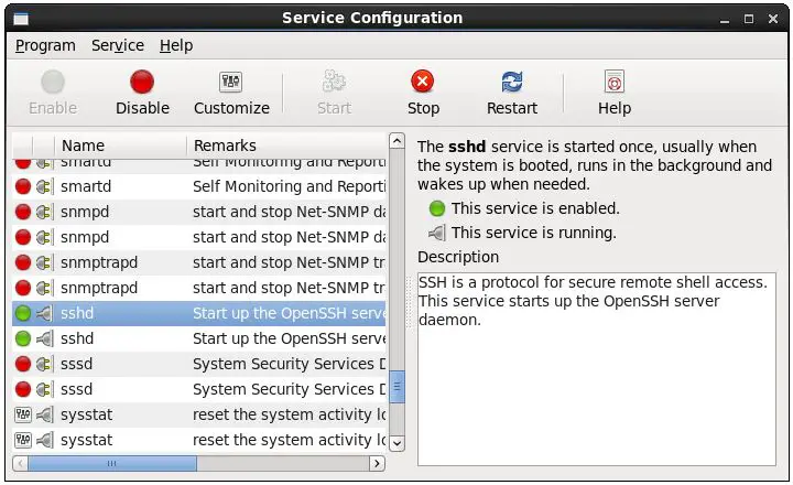 Configuring ssh service on RHEL 6