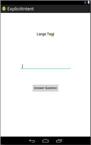 The user interface for an Android Explicit Intent example