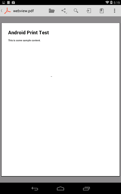 PDF output from the Android Printing framework