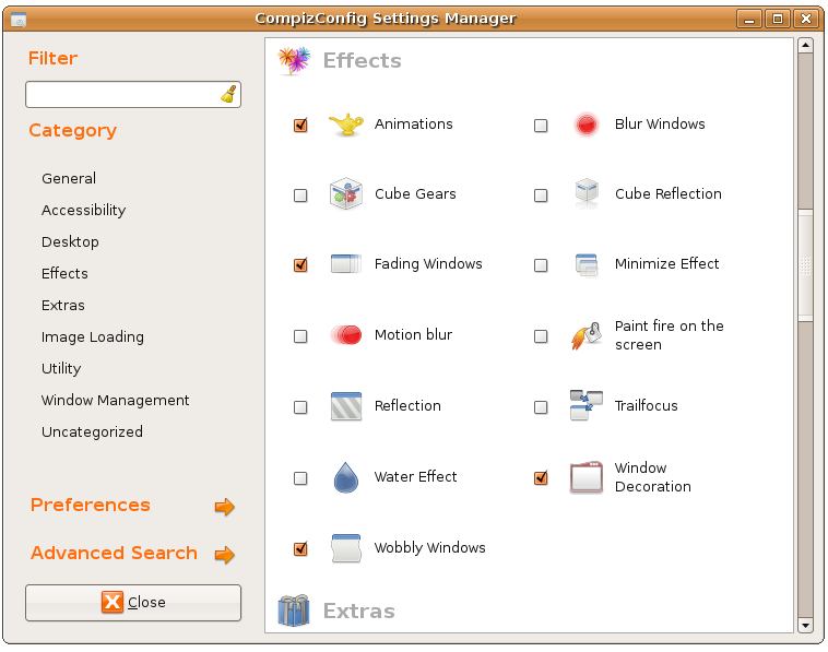 Setting Advanced Visual Effects on Ubuntu