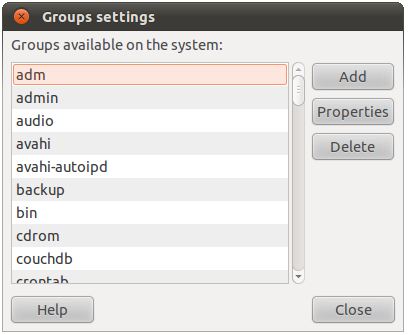 Ubuntu 10.10 group settings