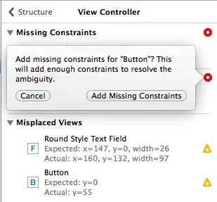 Resolving auto layout problems in Xcode