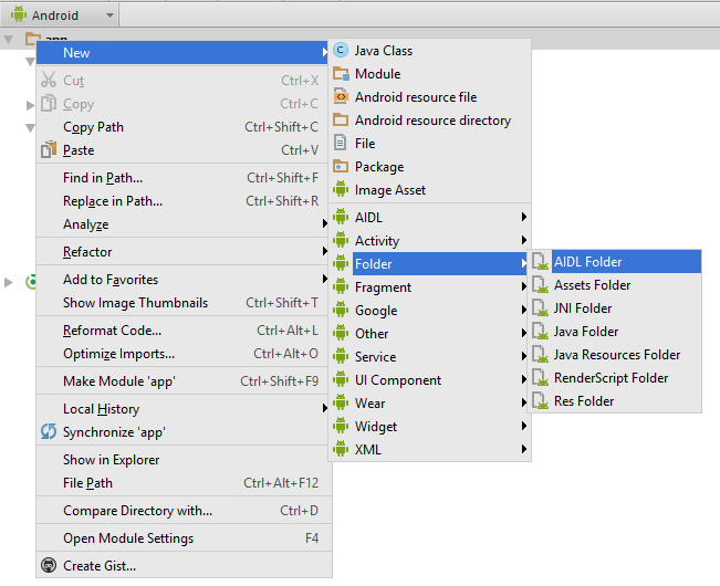 Creating a new directory in Android Studio