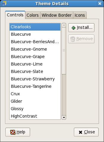 The GNOME Theme Details Screen