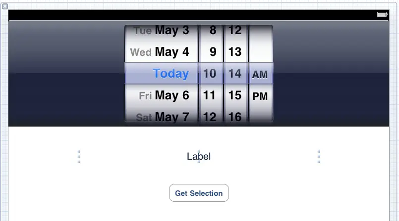 the user interface design of an iPad UIDatePicker application