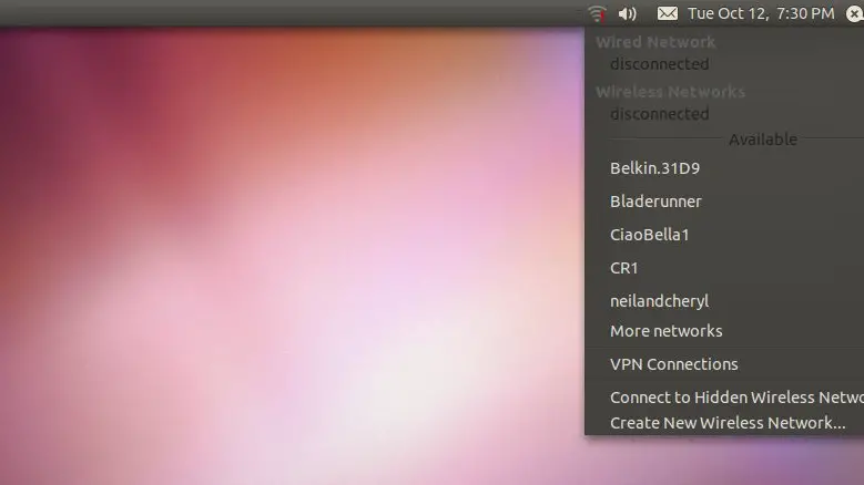 Ubuntu 10.10 NetworkManager menu