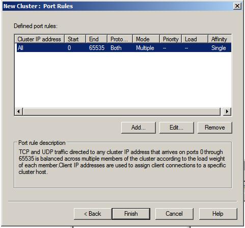 Cluster Port Rules COnfiguration