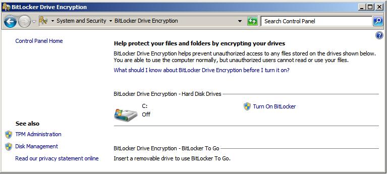 Configuring Windows Server 2008 R@ BitLocker drive encryption