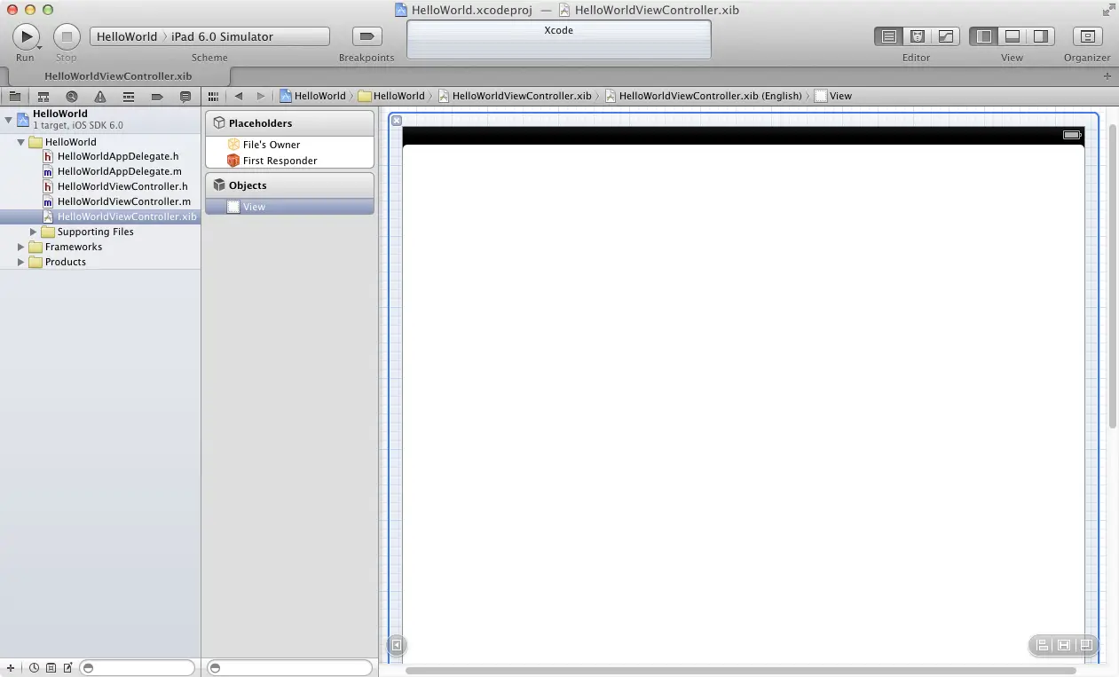Interface builder running in Xcode for iOS 6