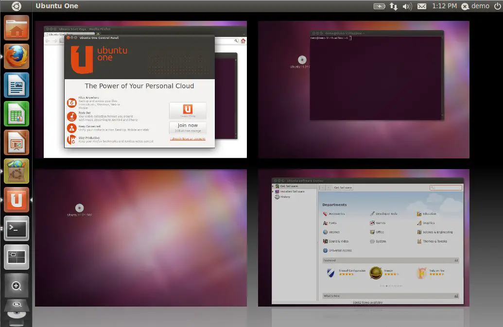 The Ubuntu 11.04 Unity wordkpace switcher