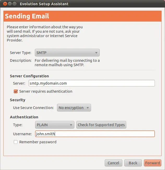 Confighuring Ubuntu 10.10 SMTP Settings