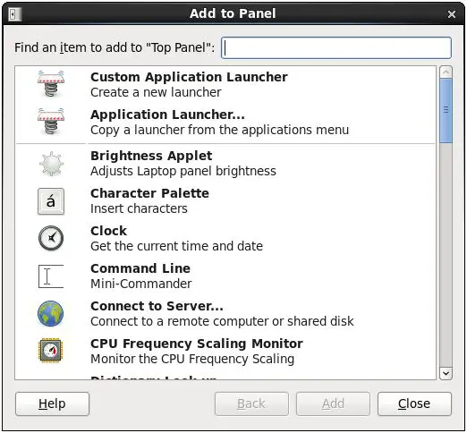 Adding applets to an RHEL 6 desktop panel