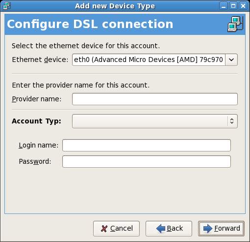 Configuring Fedora DSL connection