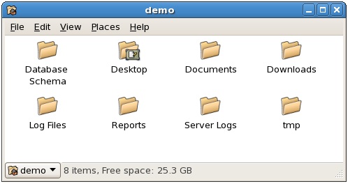 RHEL File Manager at 75% zoom