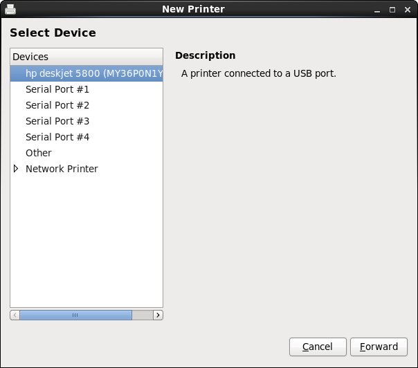 Adding a locally connected printer to CentOS 6