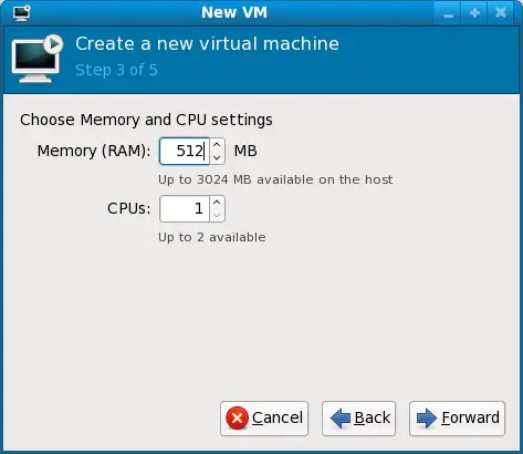 KVM memory and CPU settings