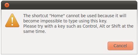Keyboard shortcut error