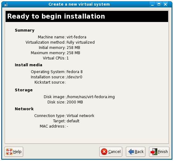 KVM settings summary
