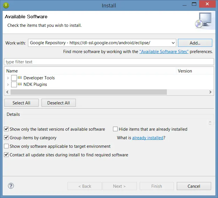 Installing the Android Eclipse Plugin