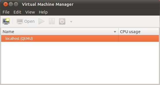 The Virtual Machine Manager running on Ubuntu