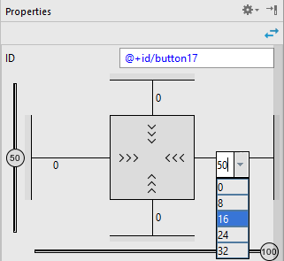 Changing the margin setting for a constraint in the Inspector