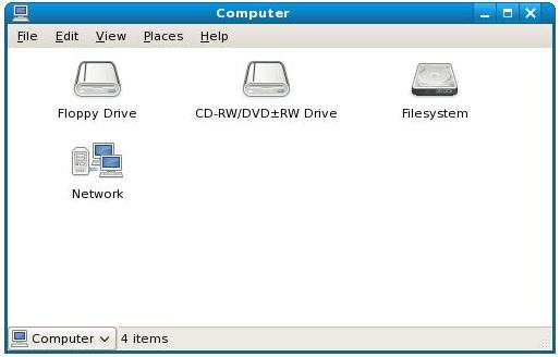 The Fedora GNOME Desktop My Computer Dialog