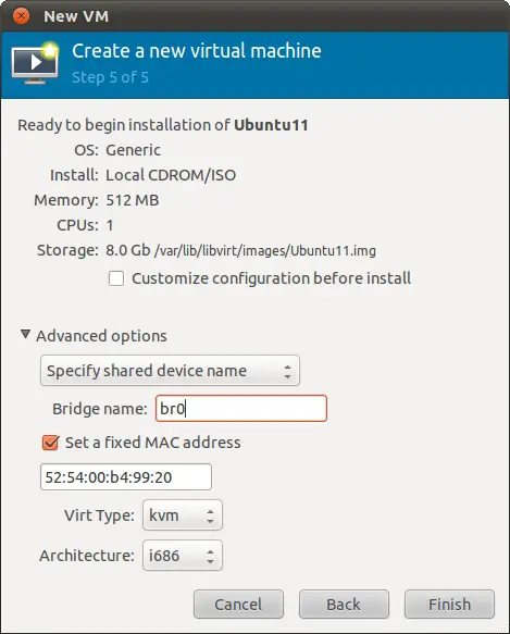 Configuring a new Ubuntu 11.04 KVM guest to use a network bridge