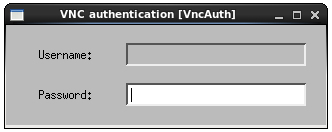 The VNC Viewer connection  dialog requesting a password