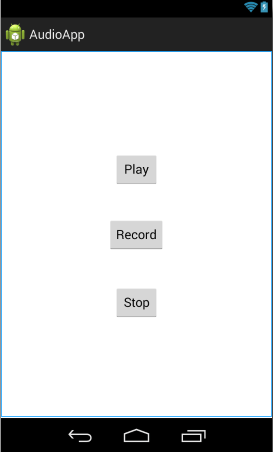 The Android Studio Designer layout for a record and playback example
