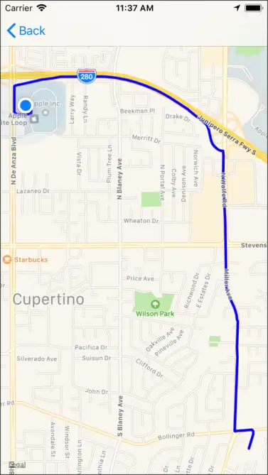 Ios 11 map sample route drawn.png