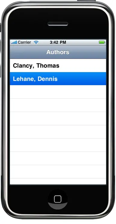 The sample iPhone navigation based app running for the first time