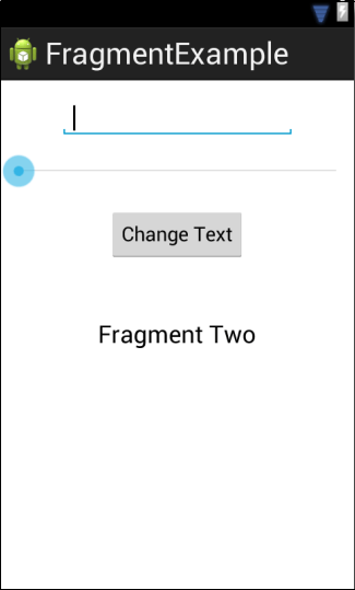 The user interface for an Android Fragment example application