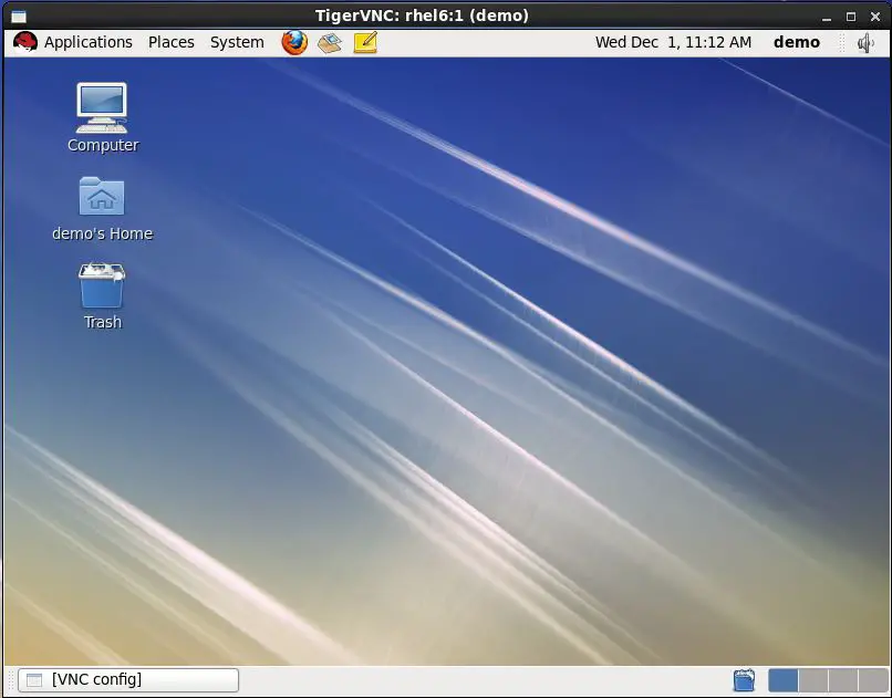 The RHEL 6 Desktop running in a VNC session