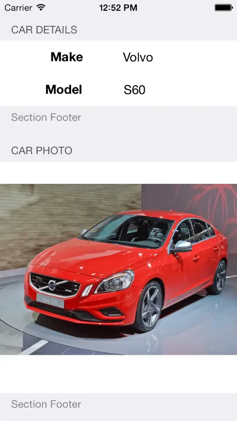 An iOS 8 Table View in Grouped mode